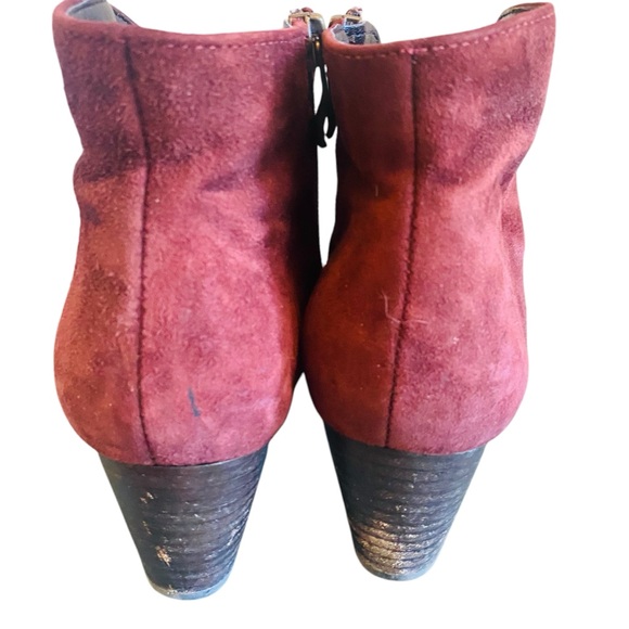 ARA LUFTPOLSTER Burgundy Red Suede Heeled Front Slit Booties - Picture 4 of 8